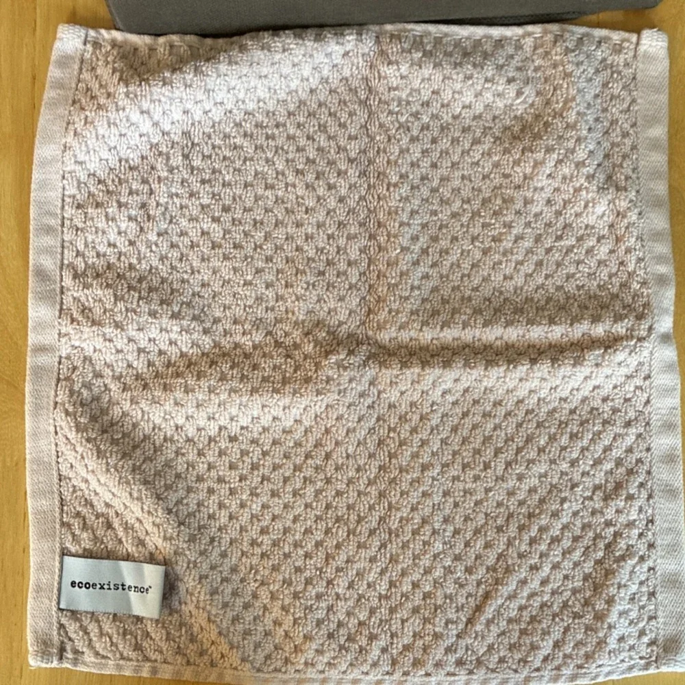 Set of 2 ecoexistence Light Pink/Dusty RoseCotton Textured Washcloths 12x12